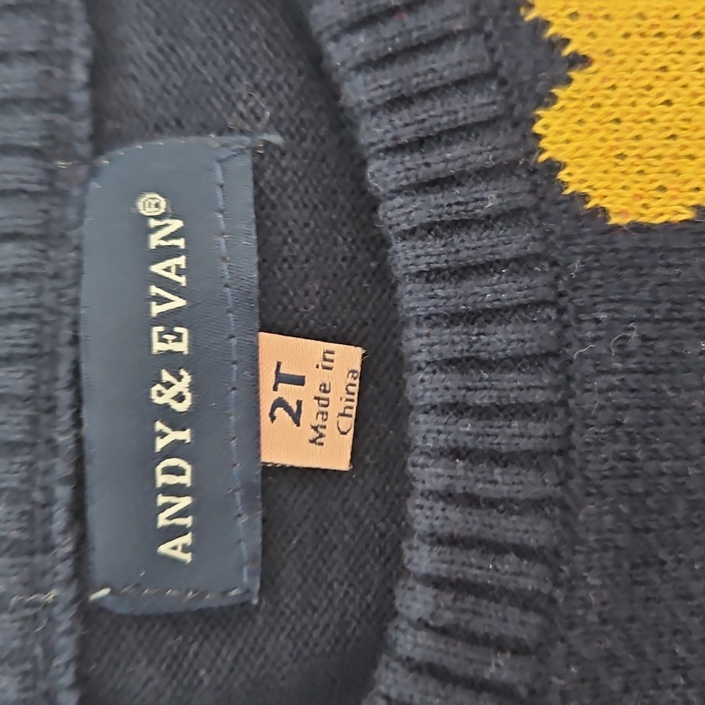 NWT Navy Heart Sweater and Pink Leggings Set By‎ Andy And Evan 2T - Picture 6 of 7